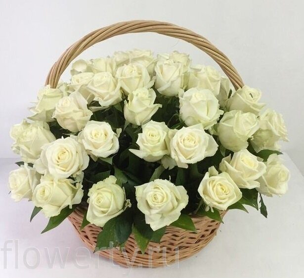 51 роза в корзине